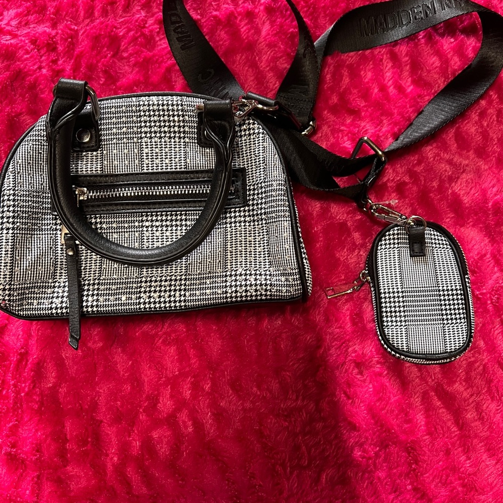 NWOT Madden NYC Purse Black and White Checkered Kids Bag Set